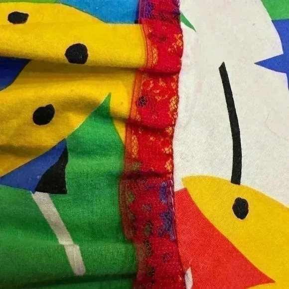 Handmade, multicolor girls/women’s festive, fun, colorful skirt with lace trim - Picture 7 of 11